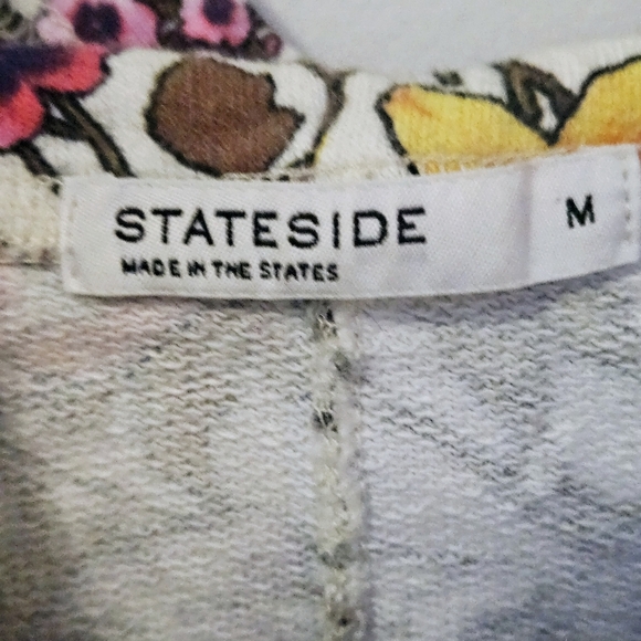 Stateside Medium 100% Cotton Floral Hooded Sweatshirt Drawstring - Picture 3 of 7